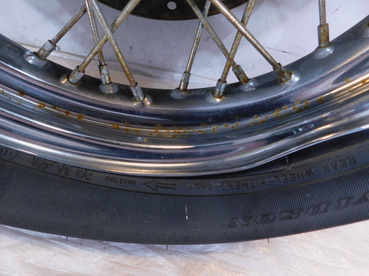 Harley Davidson Sportster 883 & 1200 Laced Rear Wheel Rim & Tire & Rotor - Bent - C3 Cycle