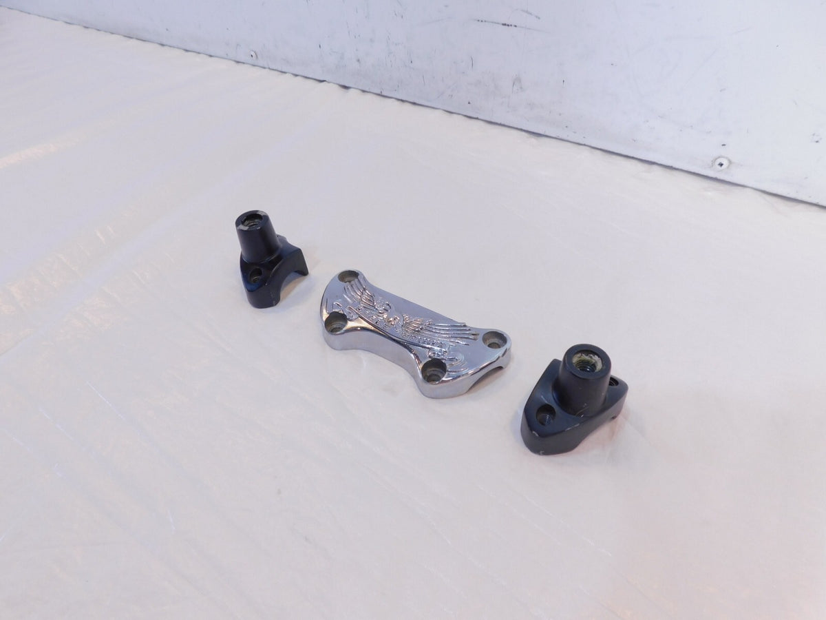 Harley Davidson Sportster 883 Chrome Eagle Spirit Handlebar Bar Riser Clamps - C3 Cycle