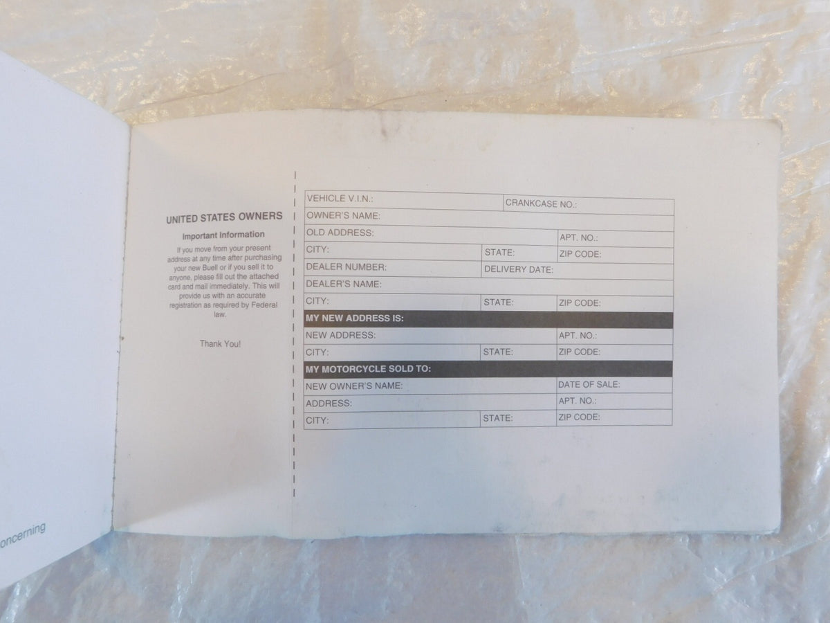 Buell XB XB9 XB12 Firebolt Ulysses & Lightning Owner's Book Parts User Manual - C3 Cycle