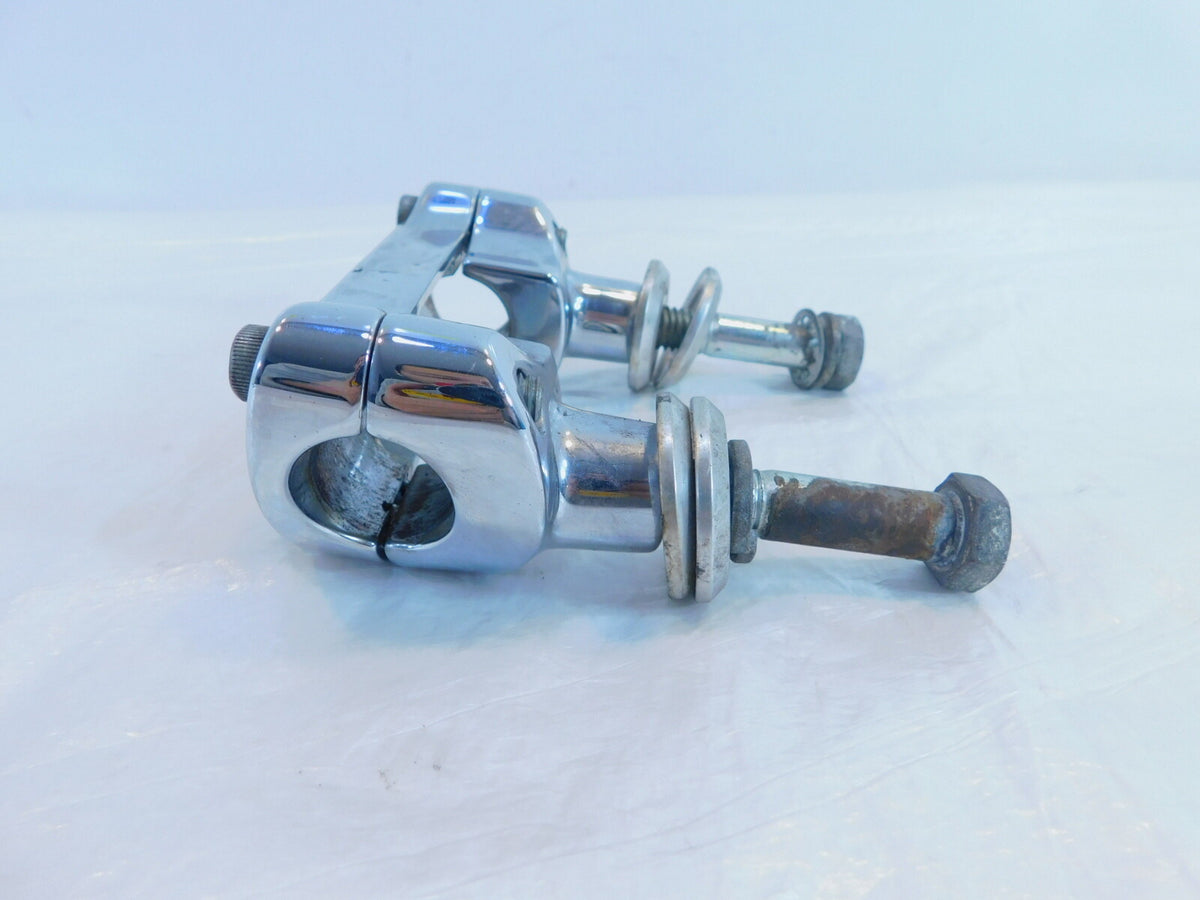 Harley Dyna Wide & Super Glide Custom Chrome Handlebar Mount Clamp Brackets - C3 Cycle