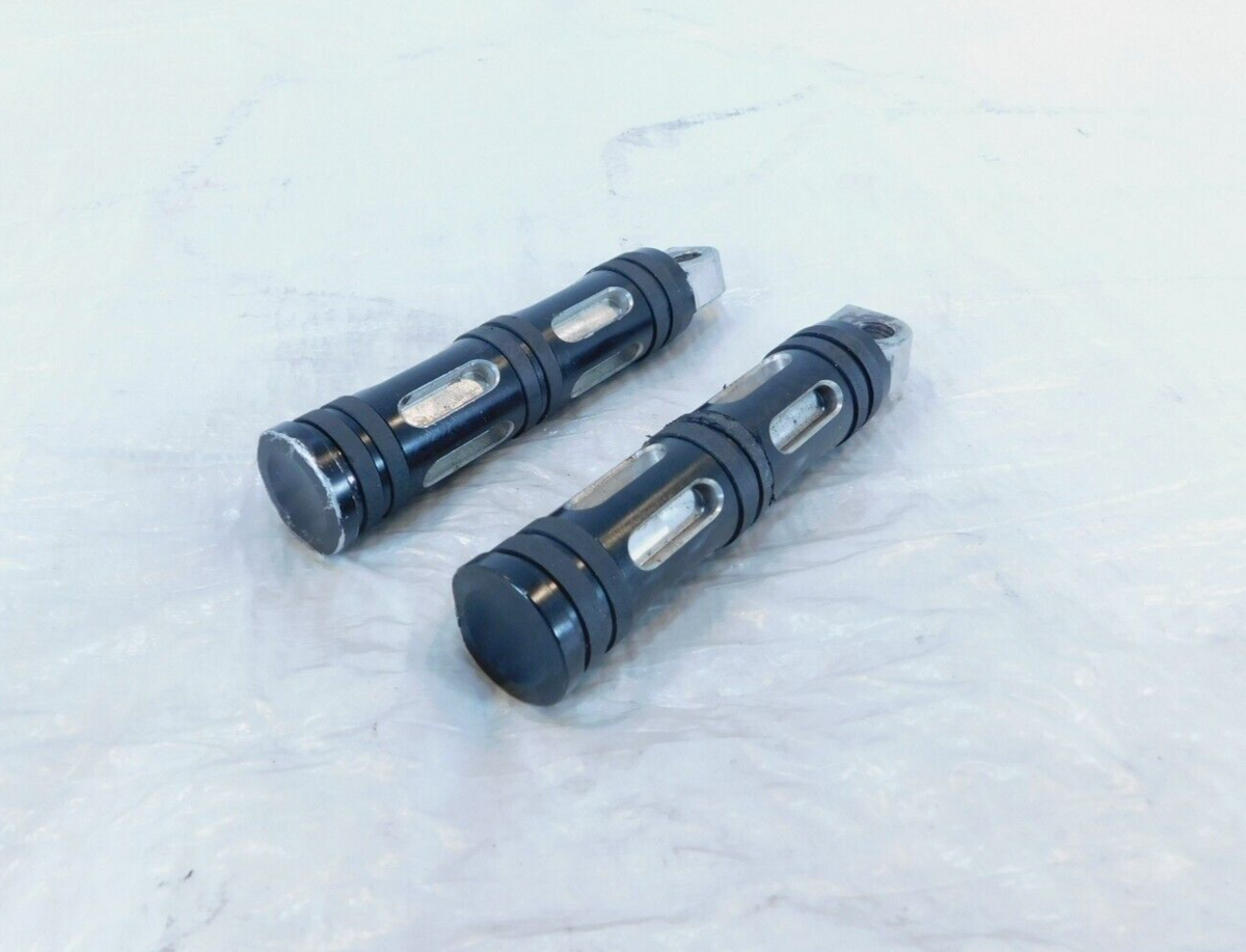 Harley Davidson FXR Dyna Sportster & Softail Black "Edge Cut" Footpegs Footrests - C3 Cycle