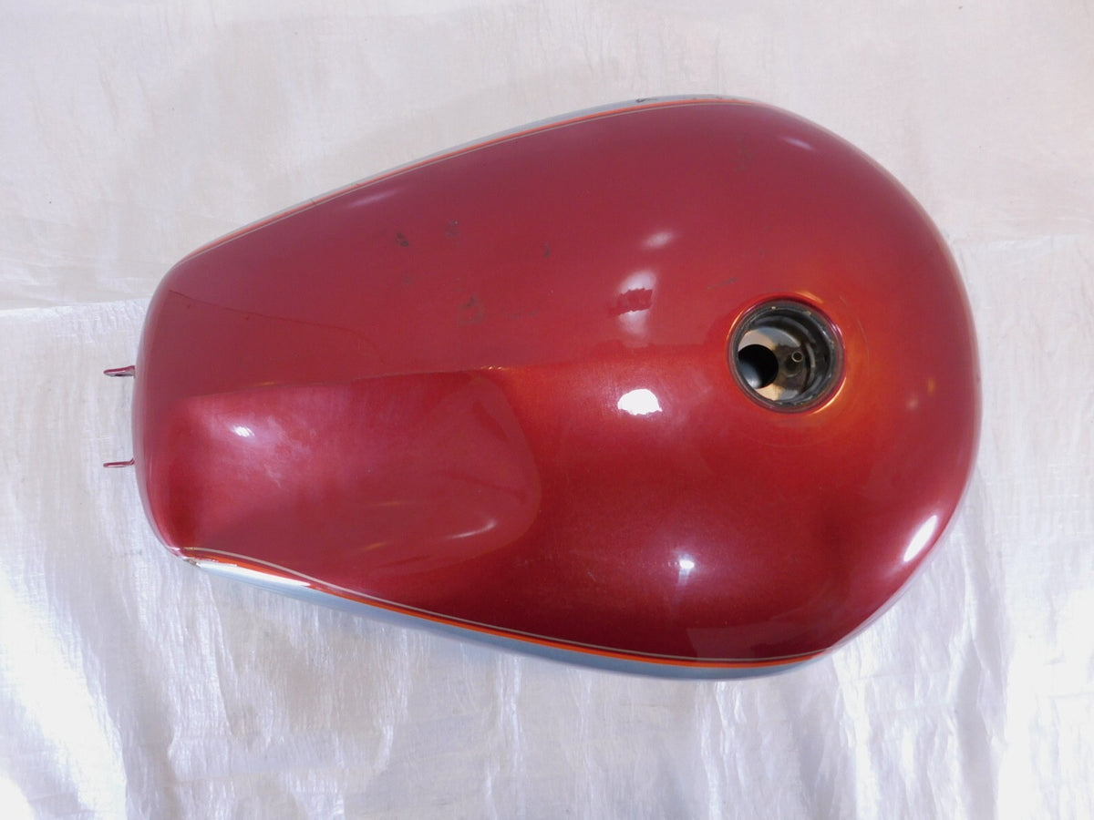 04-06 Harley Davidson Sportster 883 & 1200 Custom Low Red Fuel Gas Tank - Dented - C3 Cycle