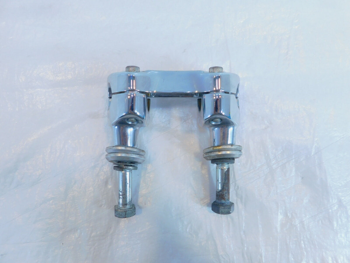 Harley Dyna Wide & Super Glide Custom Chrome Handlebar Mount Clamp Brackets - C3 Cycle