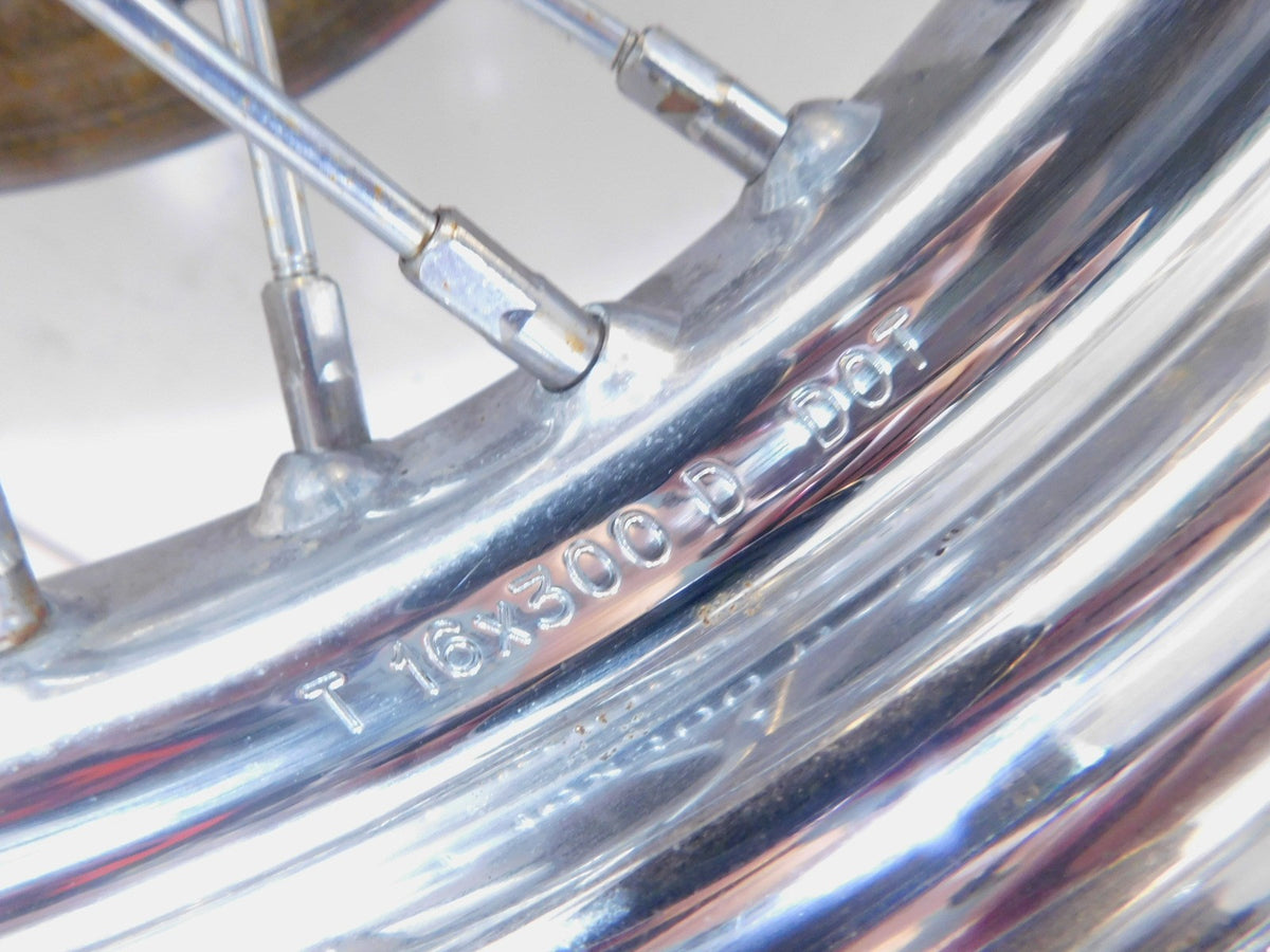 2000 2001 2002 & 2003 Indian Gilroy Scout Chrome Laced Rear Wheel Rim - Bent - C3 Cycle