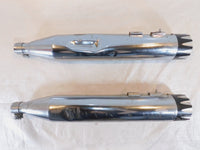 Harley Electra Glide & Road King Chrome Shark Slip on Exhaust Pipe Mufflers - C3 Cycle