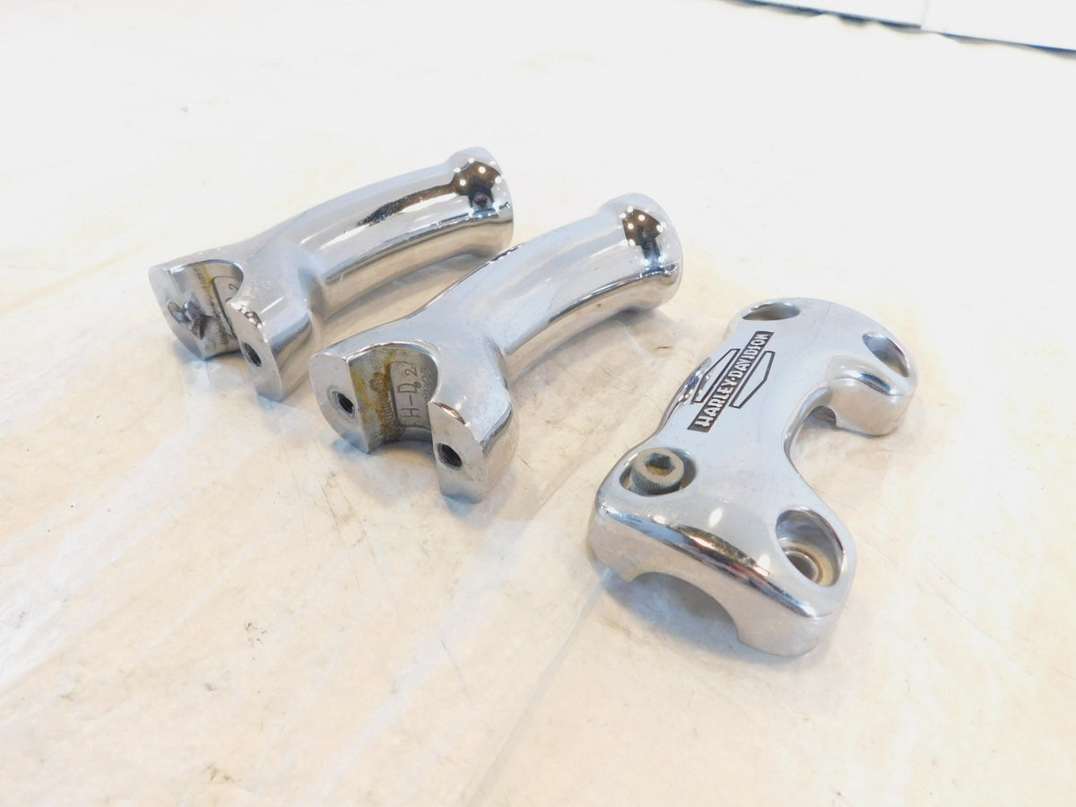 2005-2012 Harley Davidson Softail FLSTN Deluxe Chrome Handlebar Riser Brackets - C3 Cycle