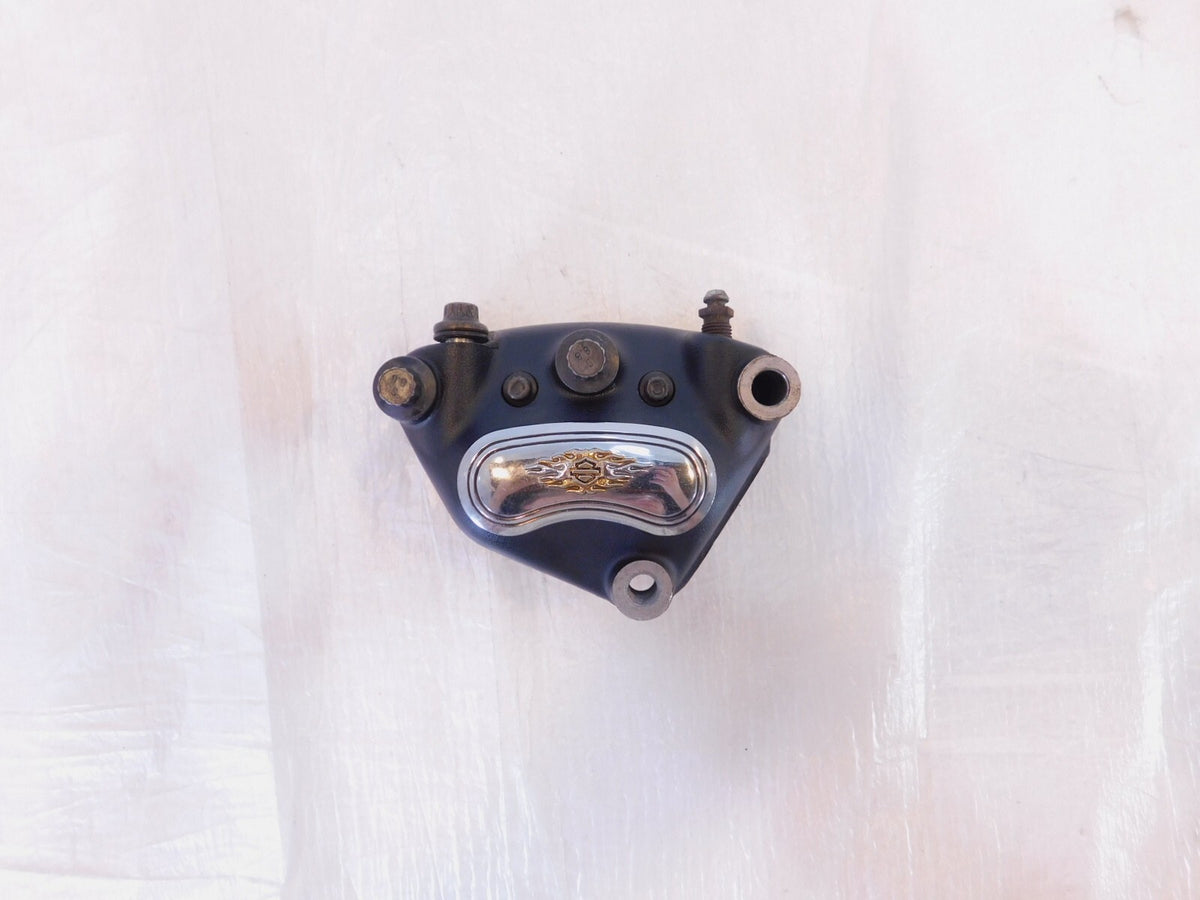 Harley Davidson Touring Flame Logo Chrome Black Right Front Brake Caliper - C3 Cycle