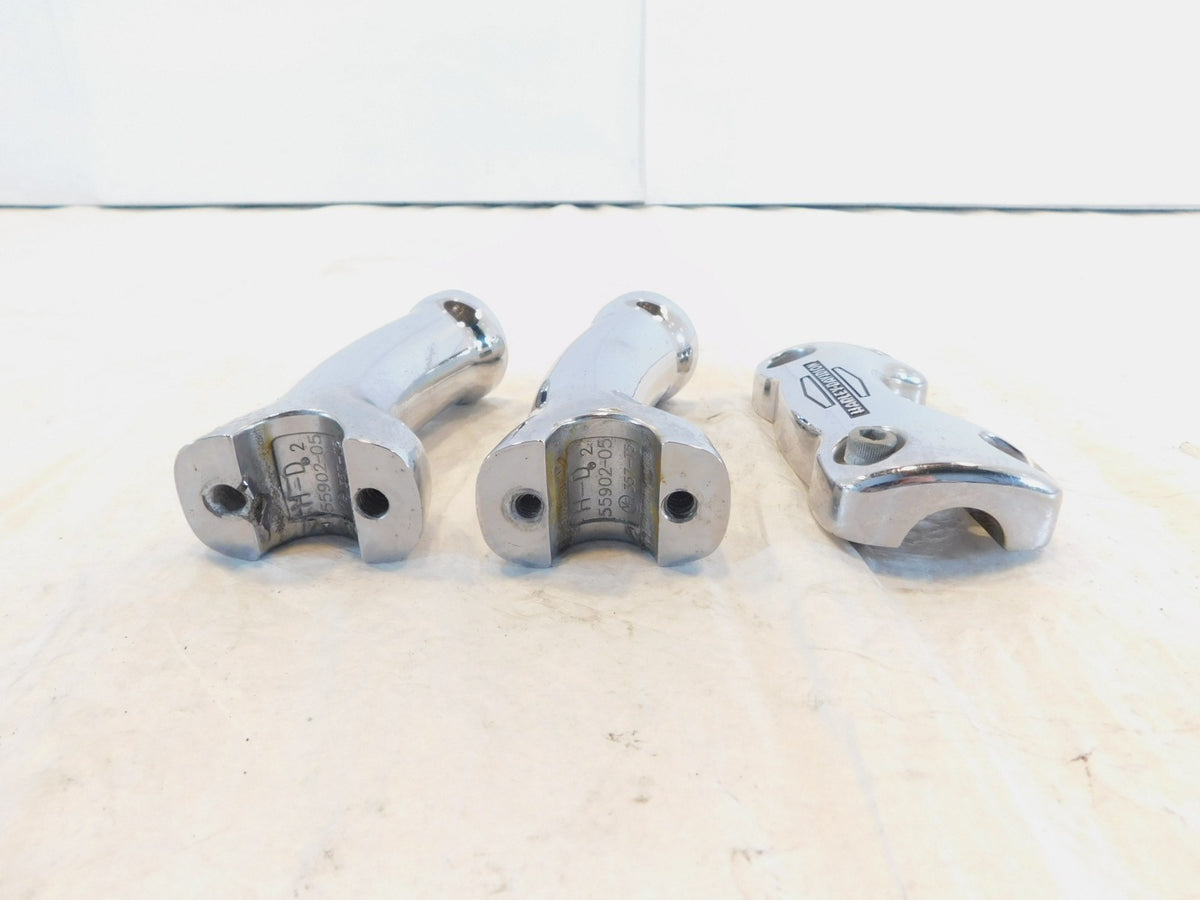 2005-2012 Harley Davidson Softail FLSTN Deluxe Chrome Handlebar Riser Brackets - C3 Cycle