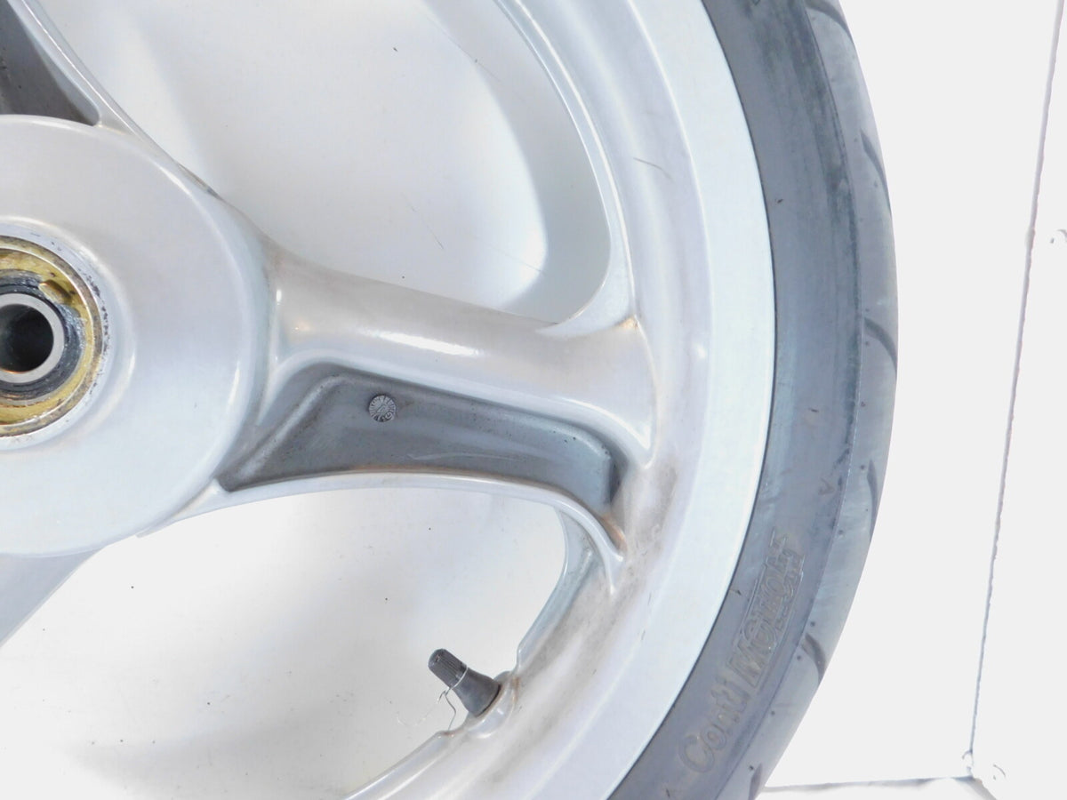 2002 MZ Skorpion Tour MZ660 660cc Cast Silver Front Wheel Rim 17"x3" -Bent