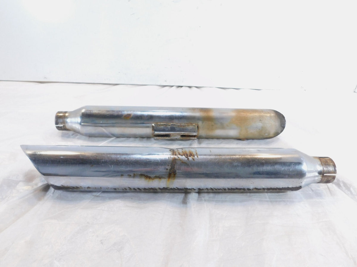 2009 Harley Davidson Dyna FXDB Street Bob Pair Chrome Exhaust Pipe Mufflers - C3 Cycle