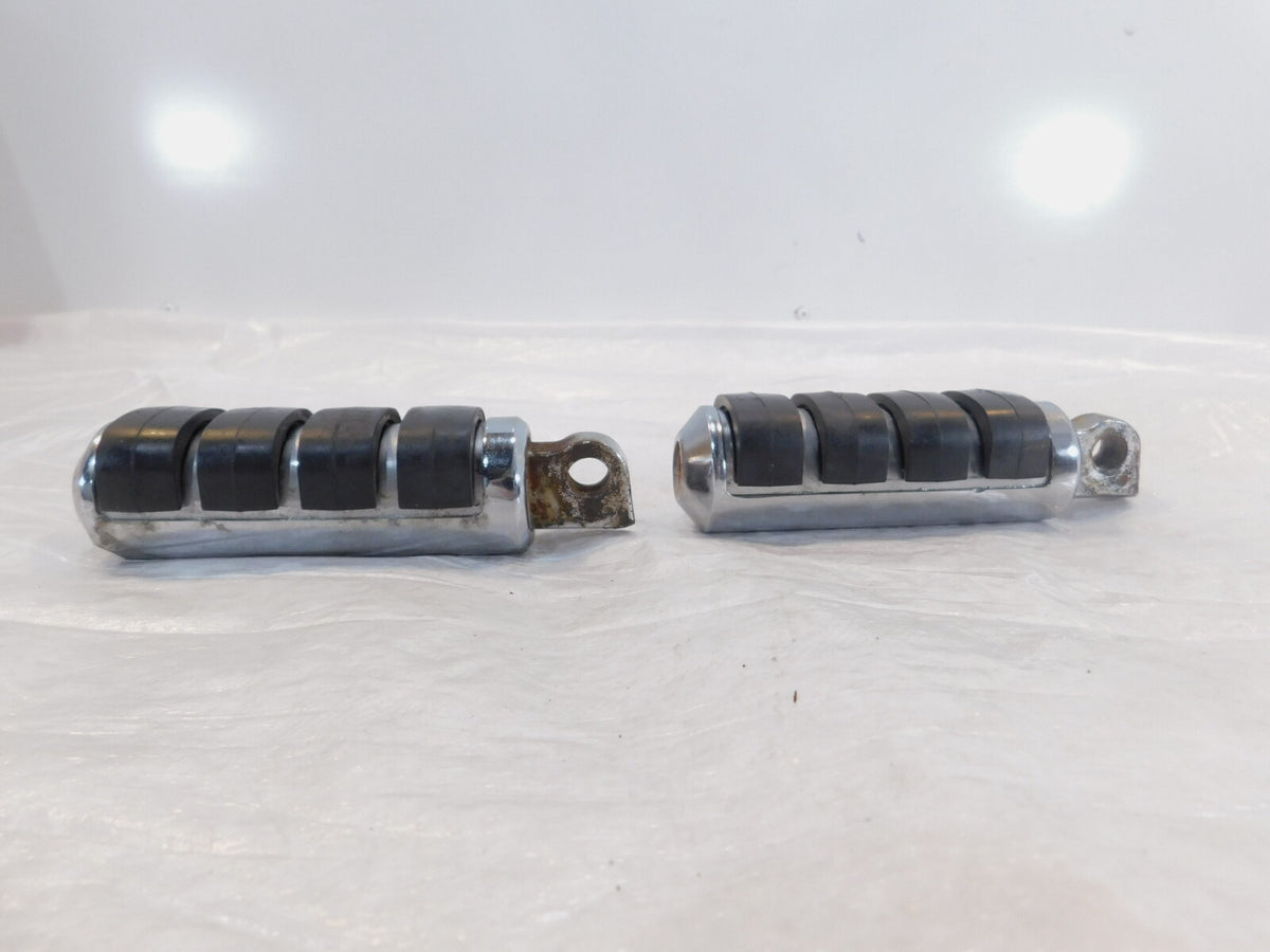 Pair Harley Touring Dyna Sportster & Softail Chrome & Rubber Footpeg Footrests - C3 Cycle