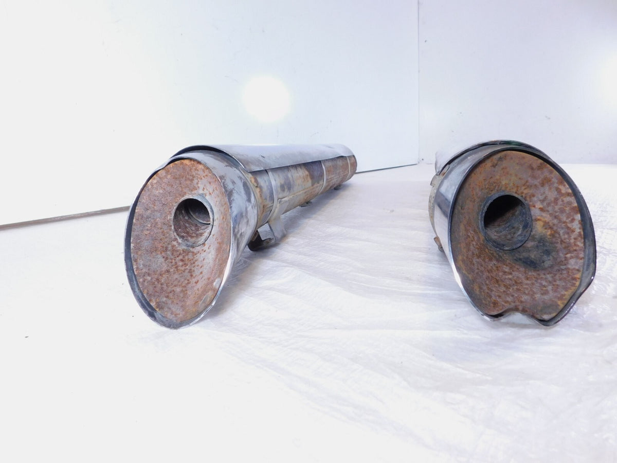 08-10 Victory Vision Rear Left/Right Crossover Exhaust Mufflers & Chrome Shields - C3 Cycle
