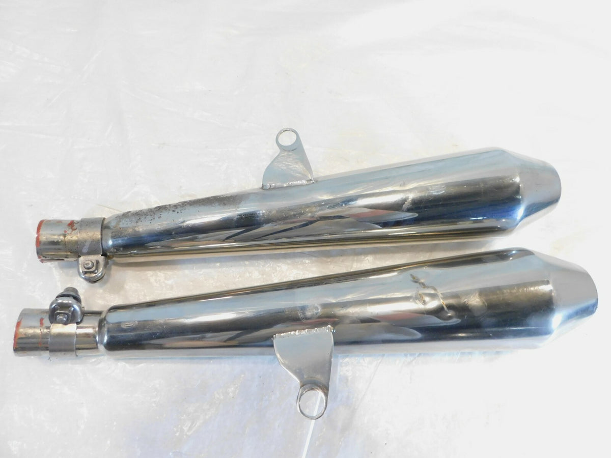 2015 & 2016 Triumph Thruxton 900 Left/Right Rear Exhaust Muffler Pipes - Dents - C3 Cycle