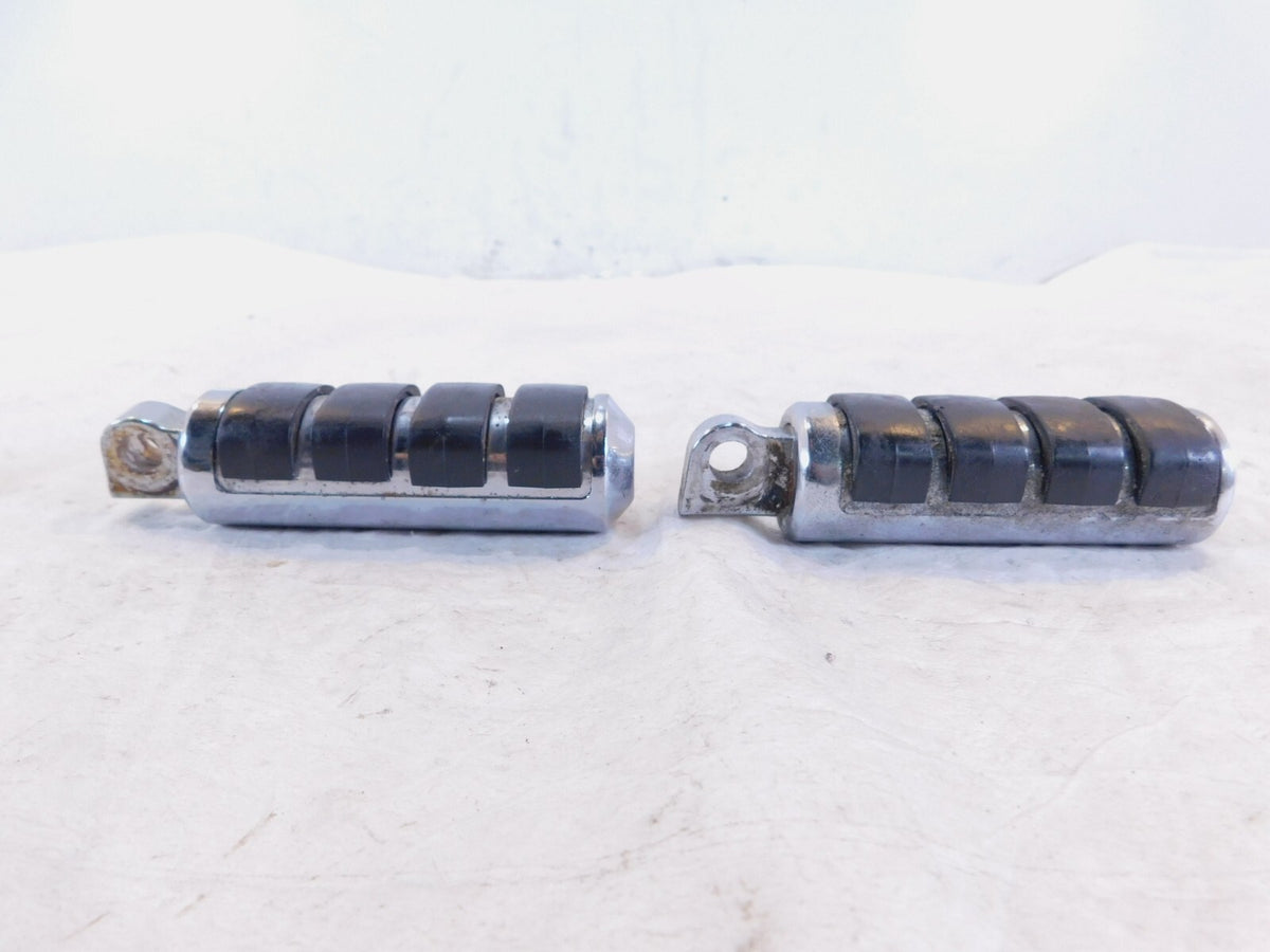 Pair Harley Touring Dyna Sportster & Softail Chrome & Rubber Footpeg Footrests - C3 Cycle