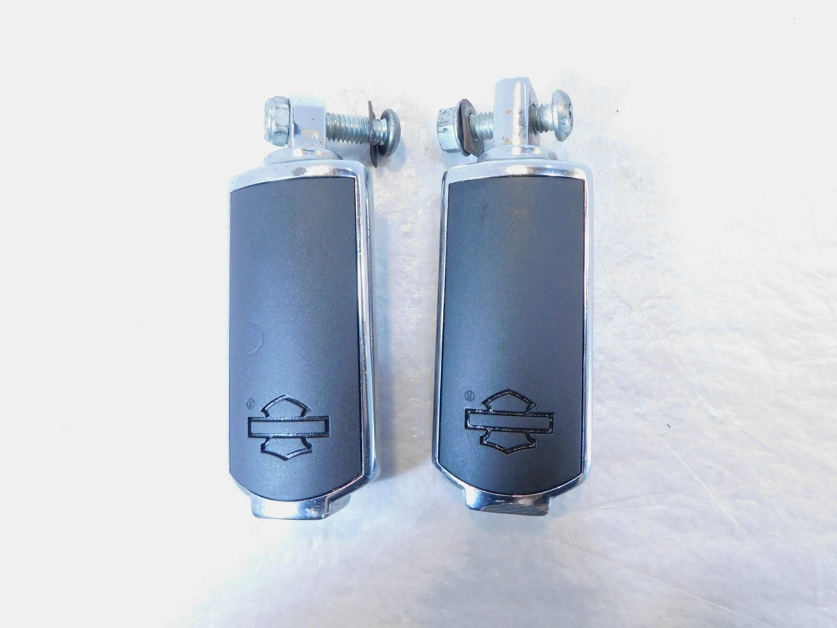 Harley Touring FXR Dyna Sportster & Softail Black & Chrome Footpegs Footrests - C3 Cycle