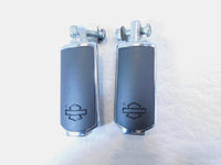 Harley Touring FXR Dyna Sportster & Softail Black & Chrome Footpegs Footrests - C3 Cycle