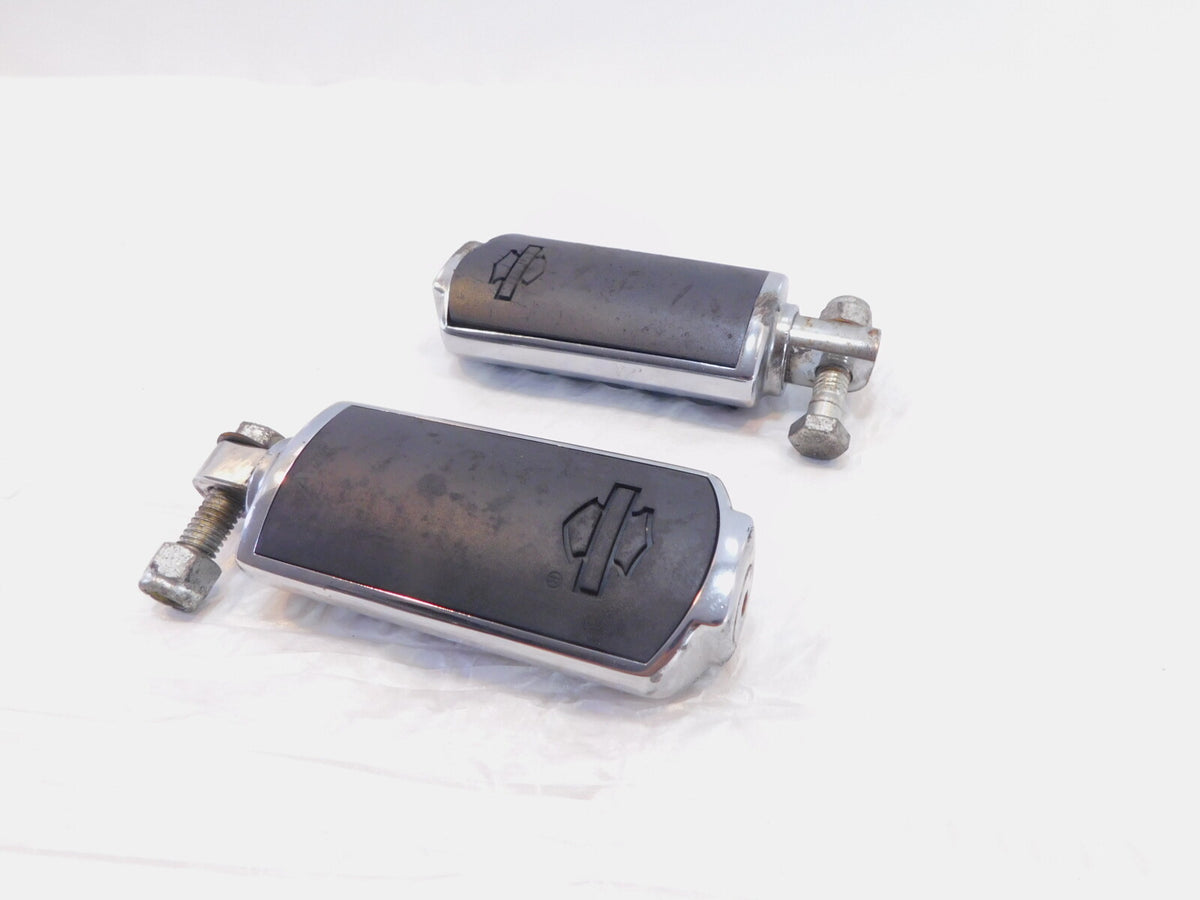 Harley Touring FXR Dyna Sportster & Softail Black & Chrome Footpegs Footrests - C3 Cycle