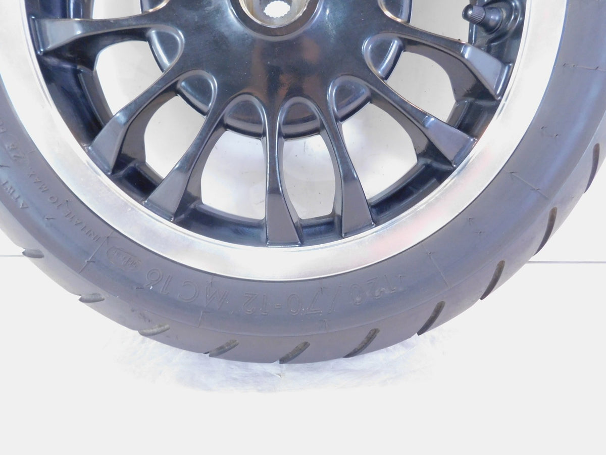 Piaggio Vespa Sprint 50 125 150 Black Spoked Rear Wheel Rim w/ Tire 12x3 - C3 Cycle