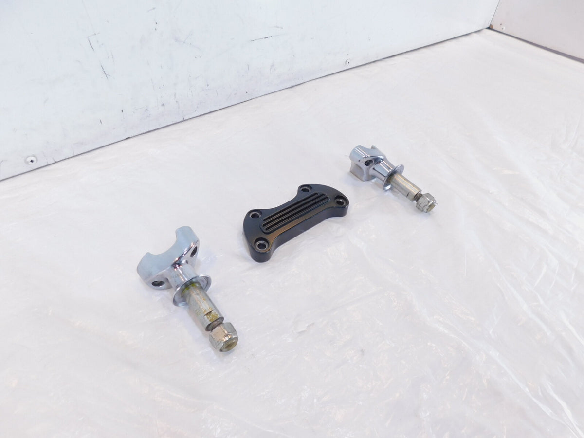 Harley Davidson Sportster 883 & 1200 Chrome & Black Handlebar Bar Riser Brackets - C3 Cycle
