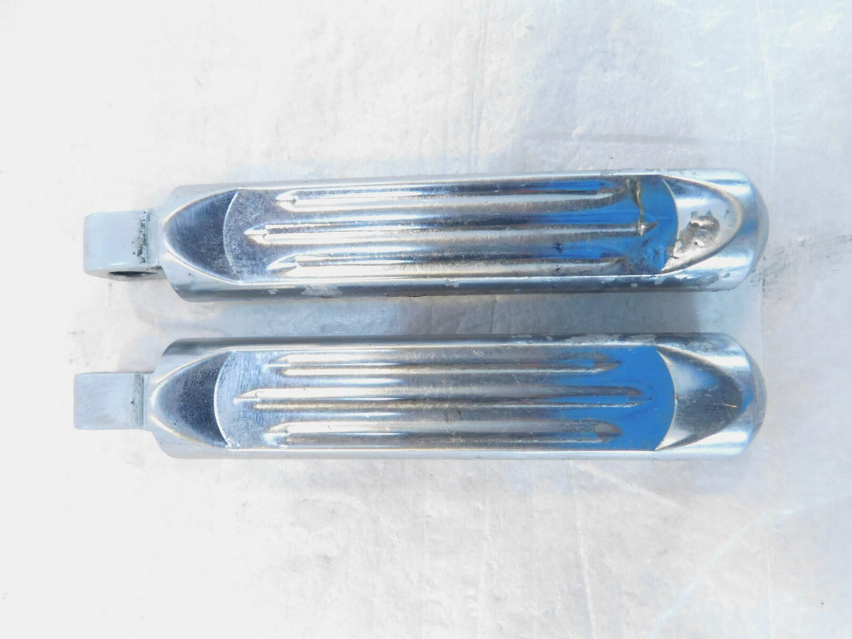 Pair Harley Touring Dyna Sportster & Softail Chrome Left Right Footpeg Footrests - C3 Cycle