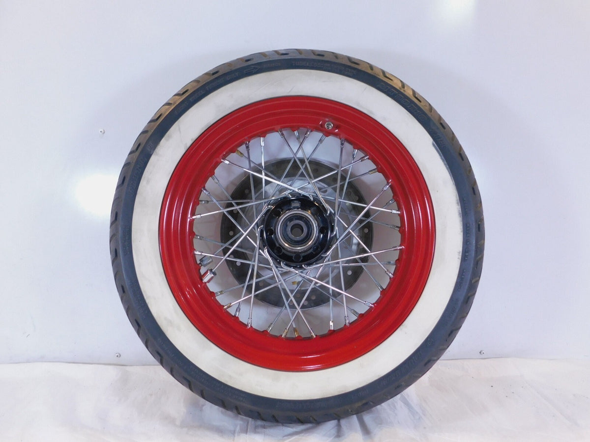 Harley Davidson Softail Heritage Classic Deluxe Spoked Front Wheel Red Rim Tire - C3 Cycle