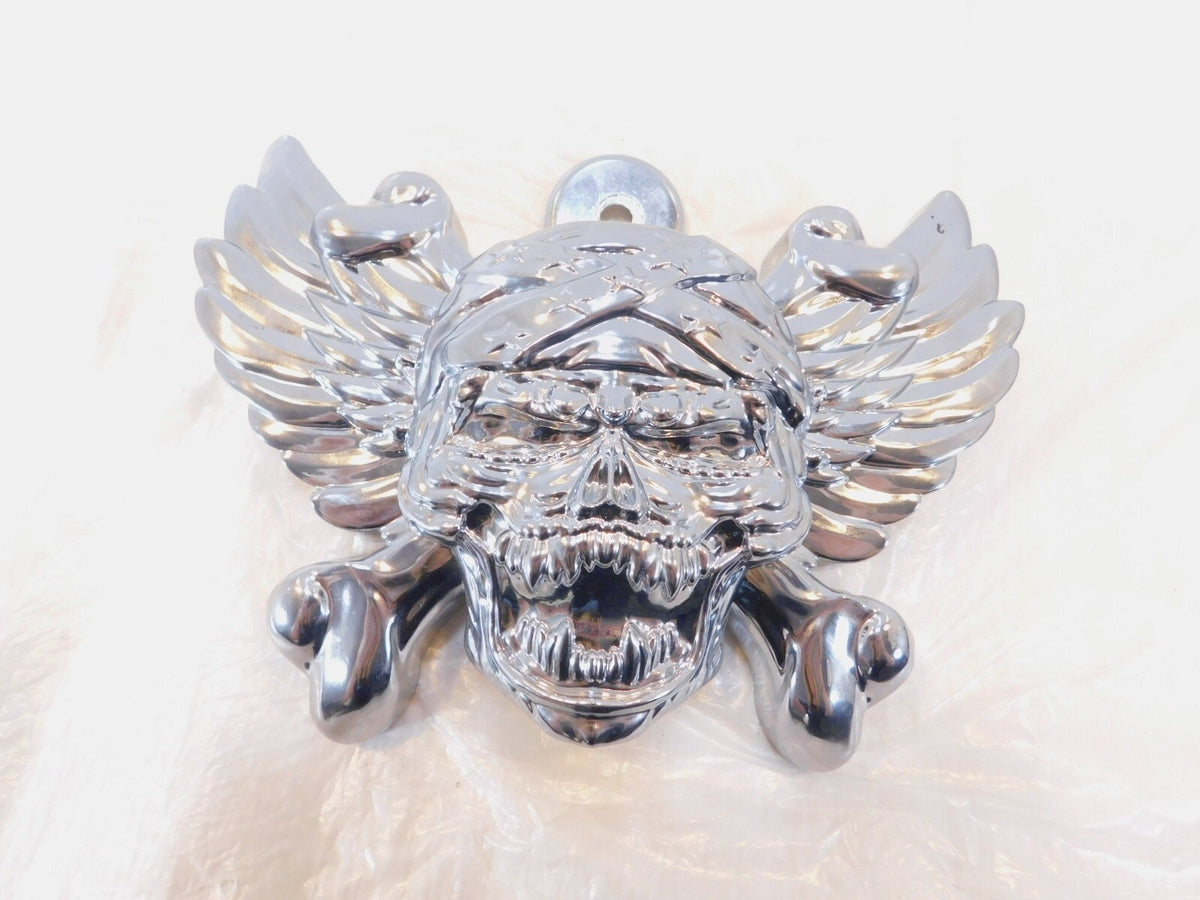 Harley Davidson Touring Road King & Softail Chrome Skull & Wings Horn Cover - C3 Cycle