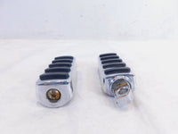Pair Harley Touring Dyna Sportster & Softail Chrome & Rubber Footpeg Footrests - C3 Cycle