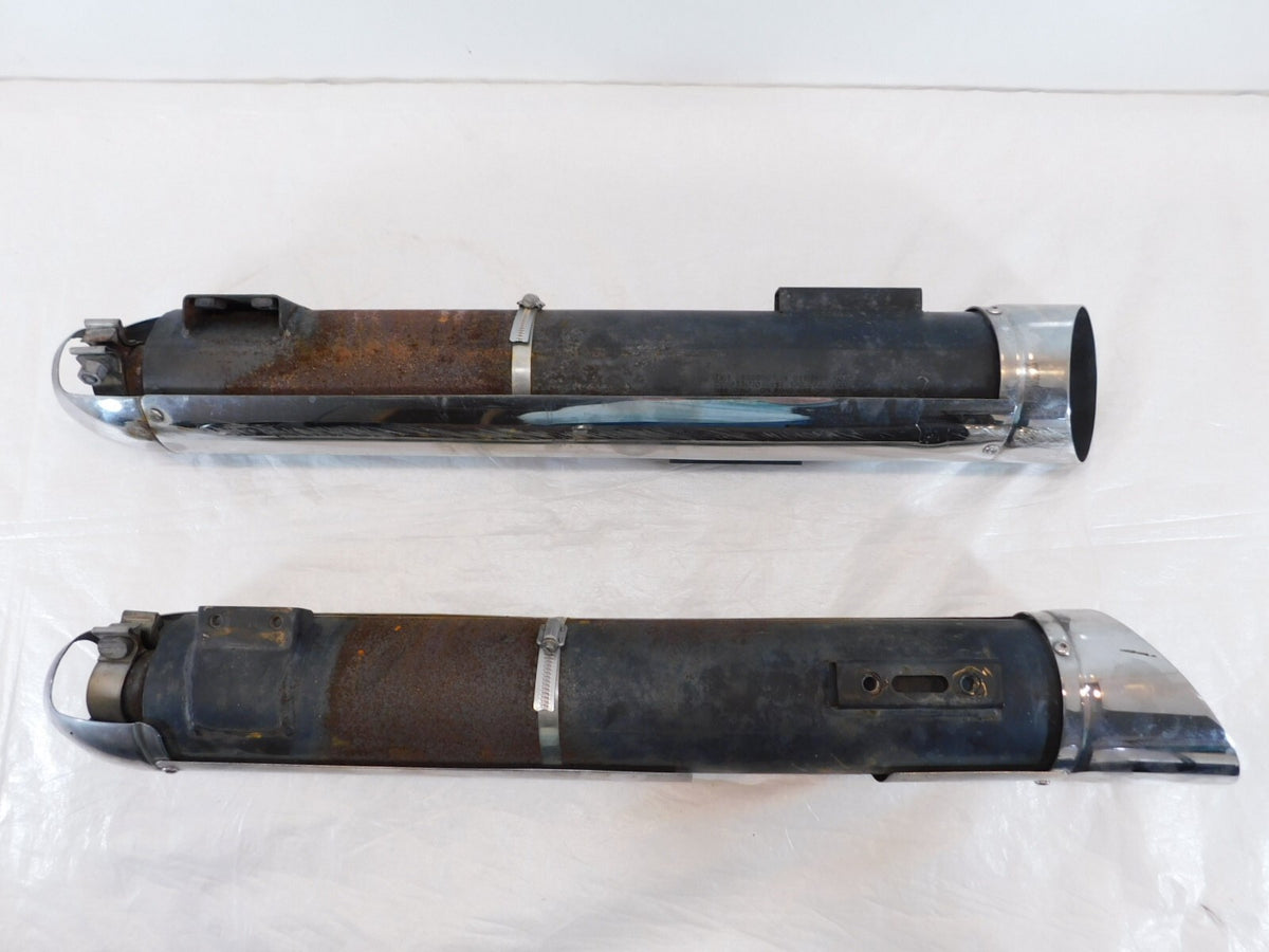 2003 03 Victory V92 Touring Cruiser Left/Right Exhaust Mufflers w/ Heat Shields - C3 Cycle