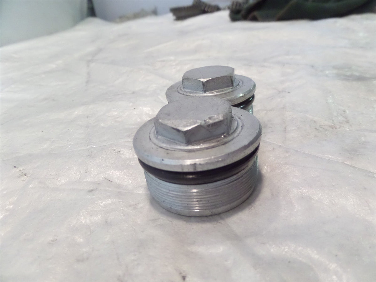 2017 17 Royal Enfield Continental GT 535 Silver Front Fork Tube Bolt Plug Caps - C3 Cycle