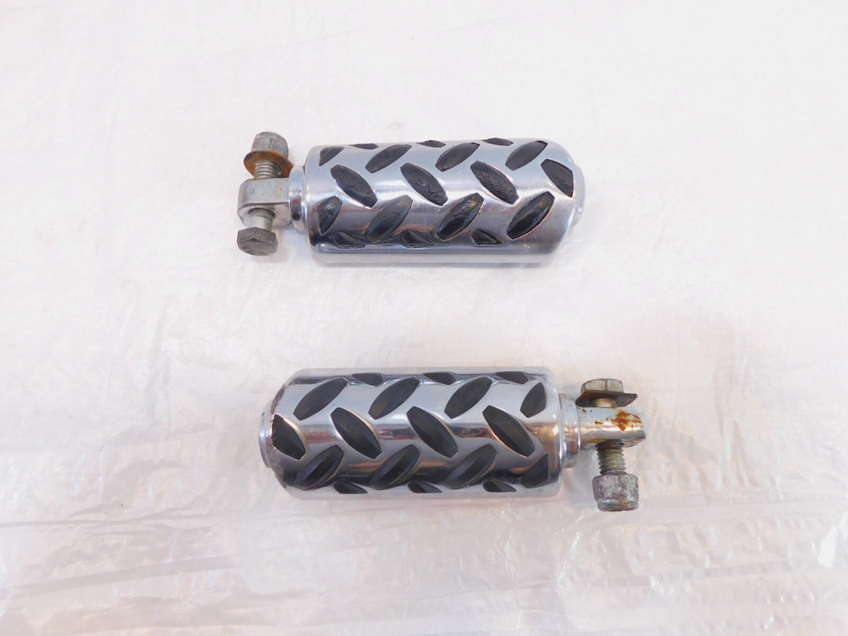 Harley Touring FXR Dyna Sportster & Softail Black & Chrome Footpegs Footrests - C3 Cycle