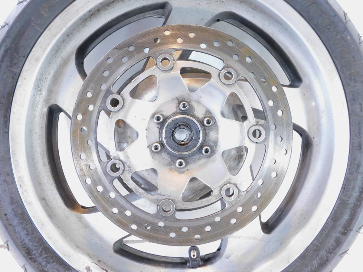Honda GL1800 Goldwing 1800 Silver Cast 5 Front Wheel Rotors Rim & Tire - Crack - C3 Cycle