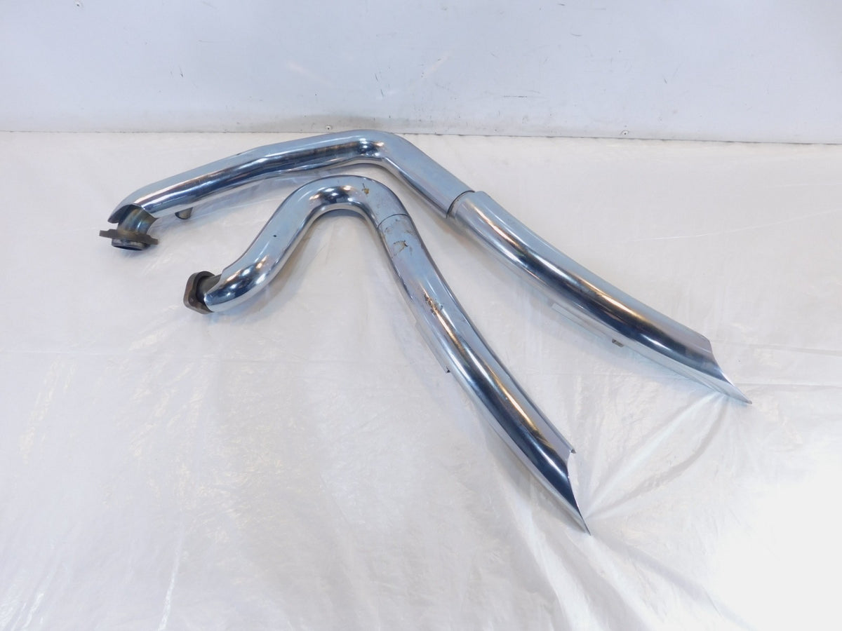 Harley Davidson Dyna Vance & Hines Chrome Engine Exhaust System Header Pipes - C3 Cycle