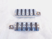 Pair Harley Touring Dyna Sportster & Softail Chrome & Rubber Footpeg Footrests - C3 Cycle