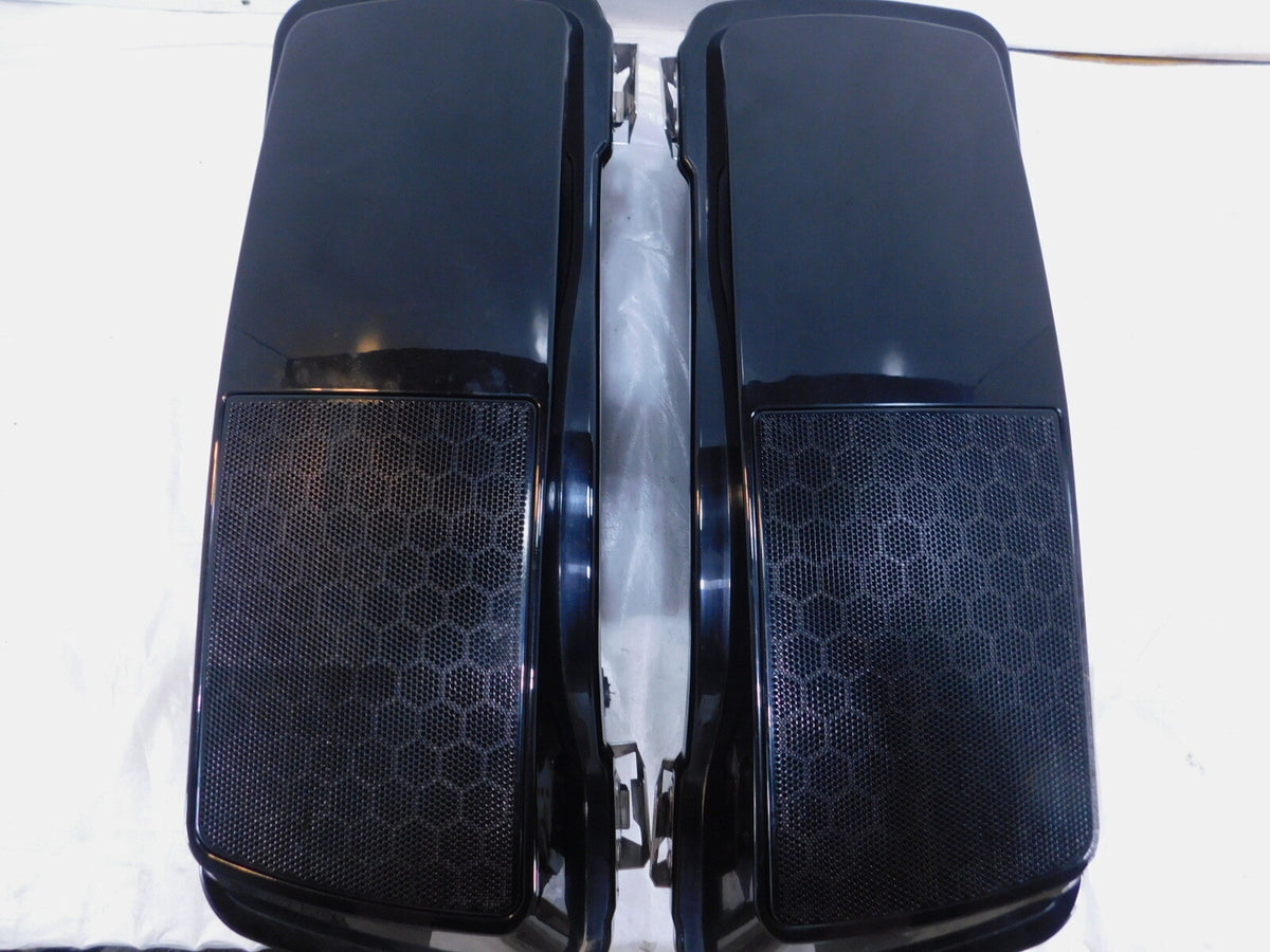 Harley Davidson Electra Glide Gray/Black Right & Left Saddlebags with Speakers - C3 Cycle