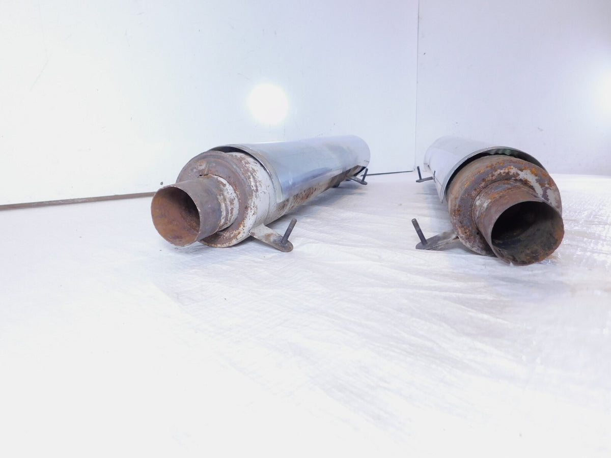 08-10 Victory Vision Rear Left/Right Crossover Exhaust Mufflers & Chrome Shields - C3 Cycle