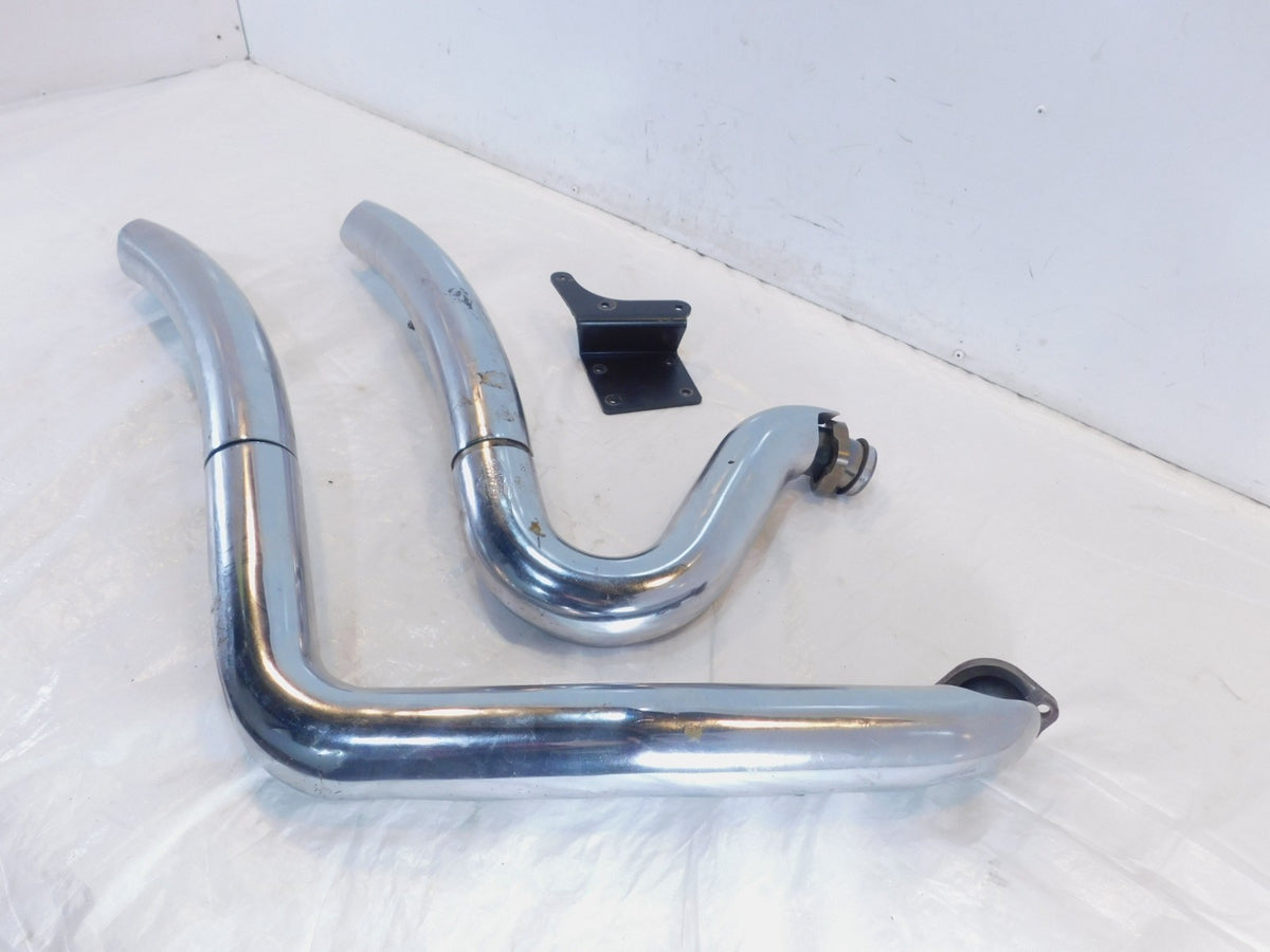Harley Davidson Dyna Vance & Hines Chrome Engine Exhaust System Header Pipes - C3 Cycle