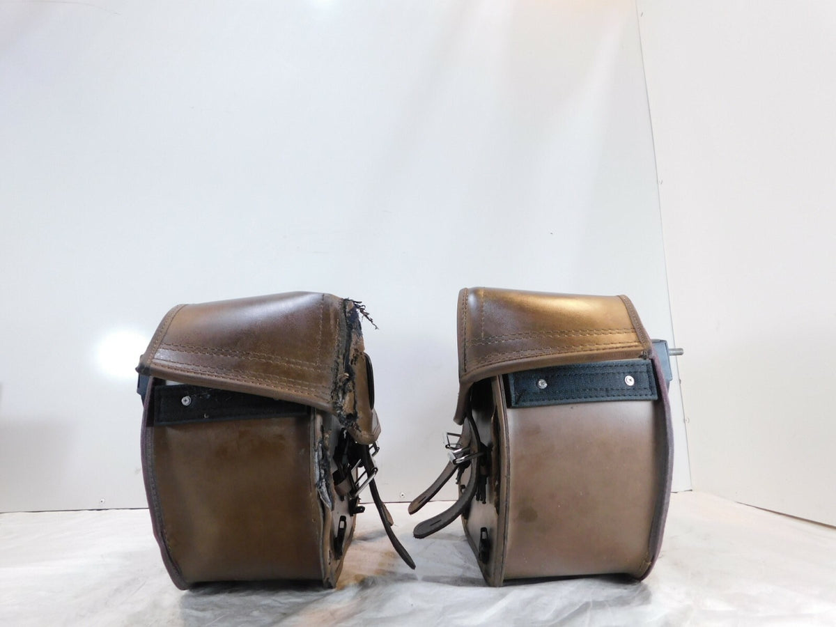 2004-2012 Victory Kingpin Viking Brown Left & Right Saddlebags Side Bags - Torn - C3 Cycle