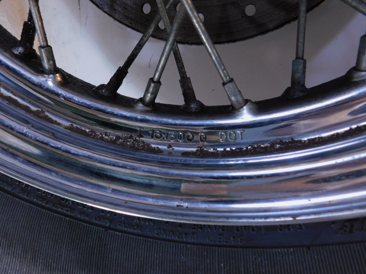Harley Davidson Sportster Softail & Dyna 16" Chrome Laced Rear Wheel Rim - Bent - C3 Cycle