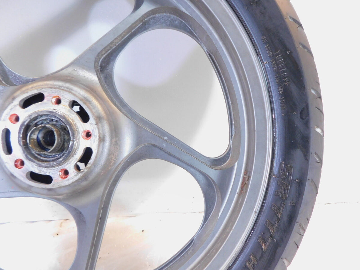 1994-2006 Kawasaki Concours 1000 ZG1000 Silver Cast Front Wheel Rim & Tire -Bent - C3 Cycle