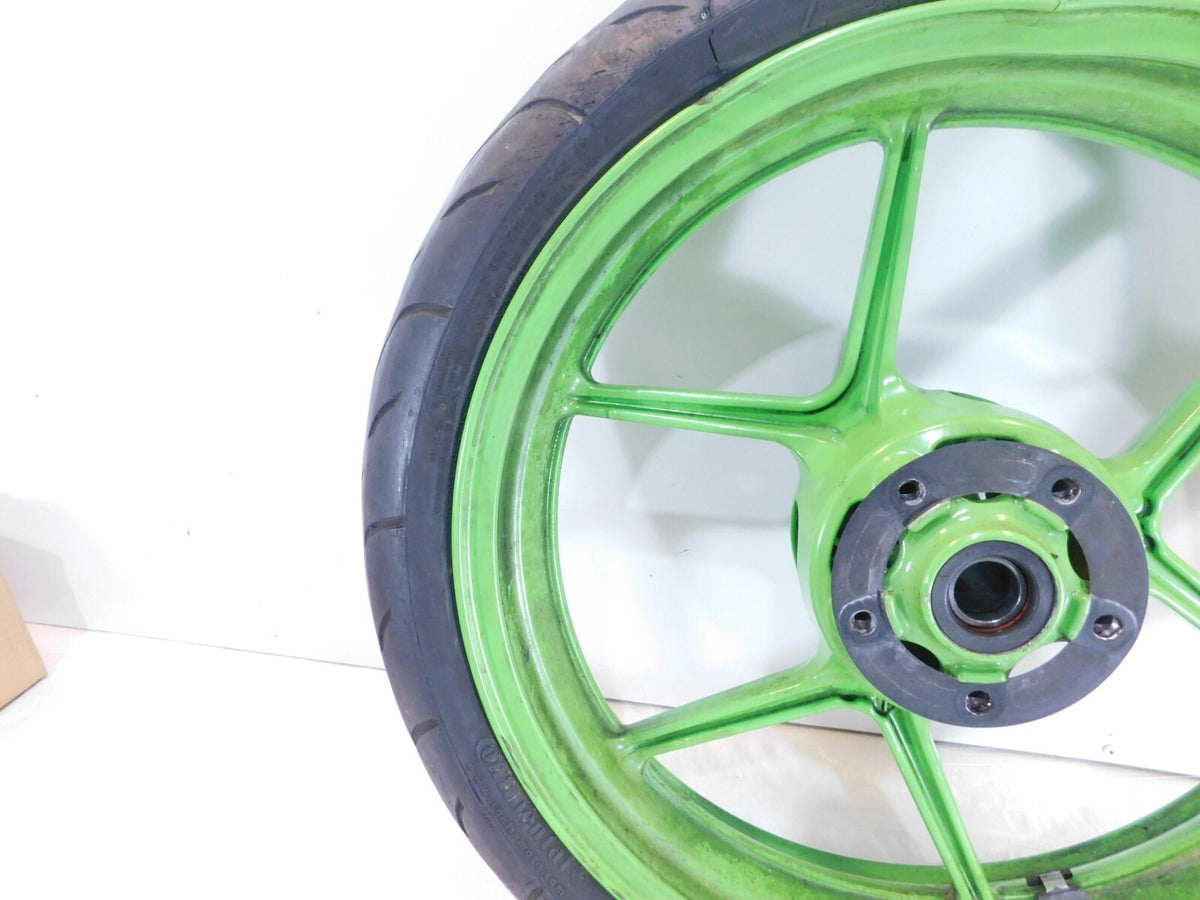 2005 & 2006 Kawasaki Ninja ZX6R ZX636 ZX6RR ZX600N Green Front Wheel Rim - bent - C3 Cycle