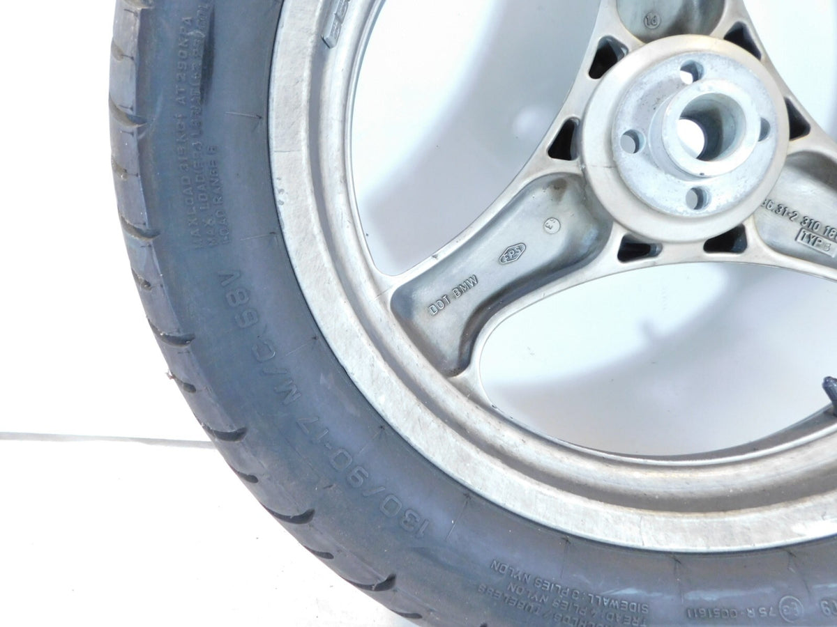 1984-1996 BMW K75 K75C K75S K75RT K100 Silver Cast Rear Wheel Rim & Tire - 3x17" - C3 Cycle