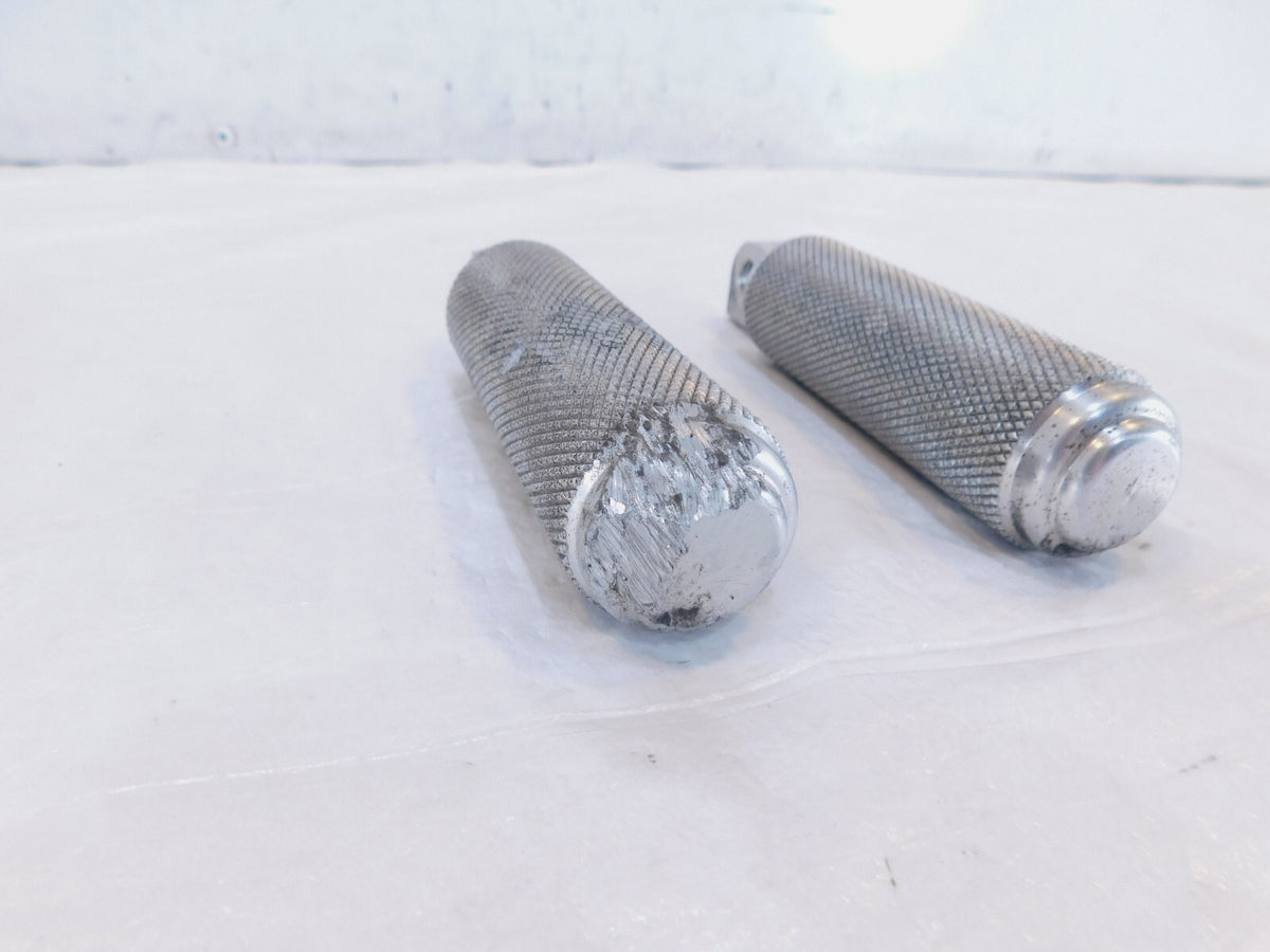 Harley Touring FXR Dyna Sportster & Softail Silver Knurled Footpegs Footrests - C3 Cycle