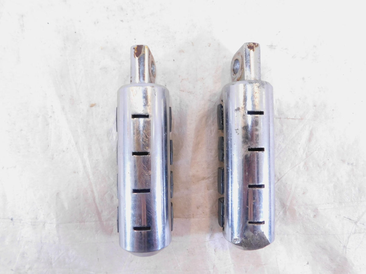 Pair Harley Touring Dyna Sportster & Softail Chrome & Rubber Footpeg Footrests - C3 Cycle