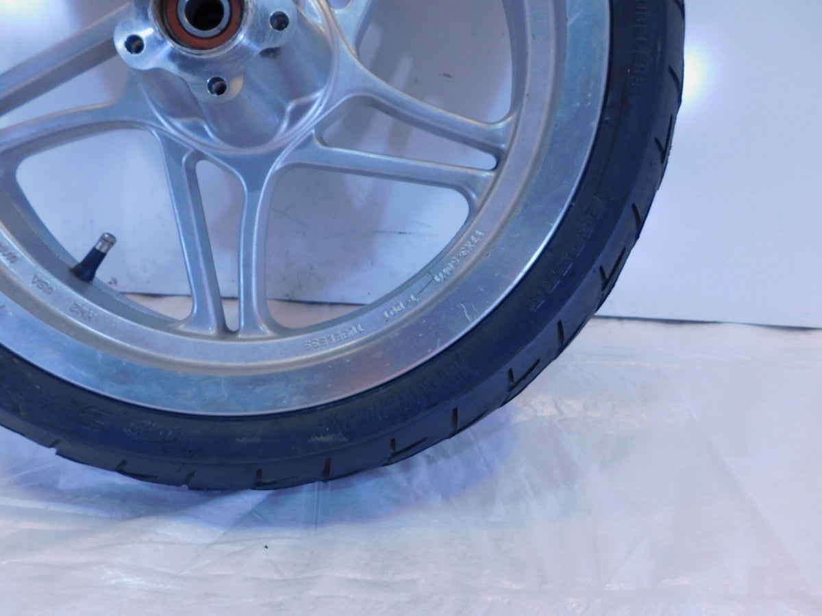 2000 Victory V92 Sport Cruiser Silver 5 Spoke Cast Front Wheel Rim & Tire - C3 Cycle