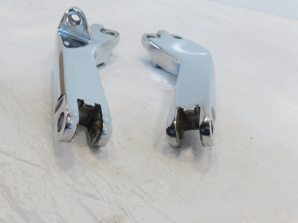 Pair Harley Dyna Wide Glide Street Bob Chrome Rear Passenger Footpeg Brackets - C3 Cycle
