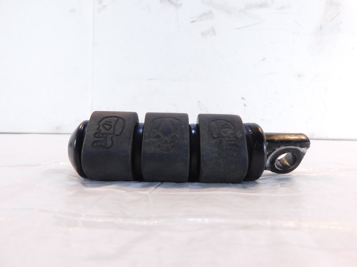 One Harley Touring FXR Dyna Sportster & Softail Black Skull Footpeg Footrest - C3 Cycle