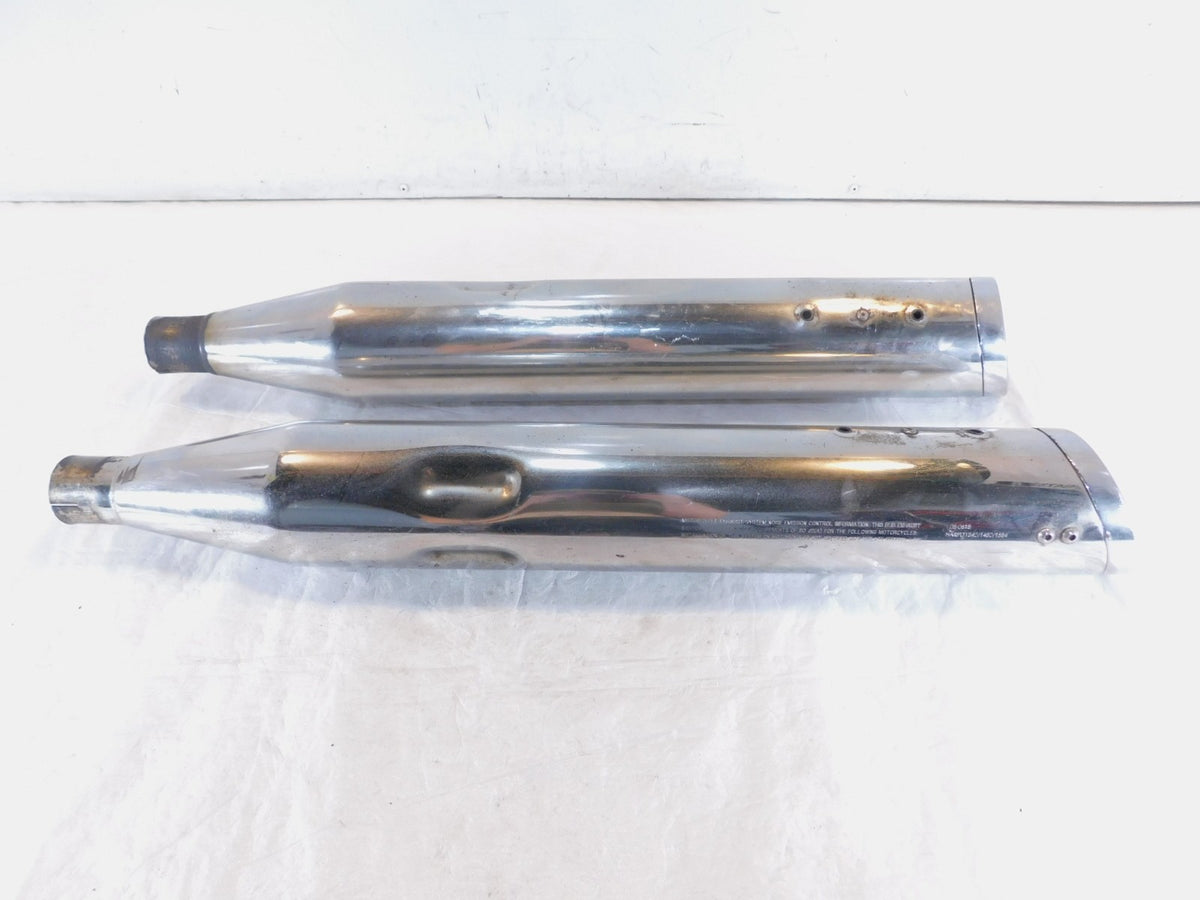 Pair Harley Davidson Road King Electra Glide Chrome Bub Slip On Exhaust Mufflers - C3 Cycle