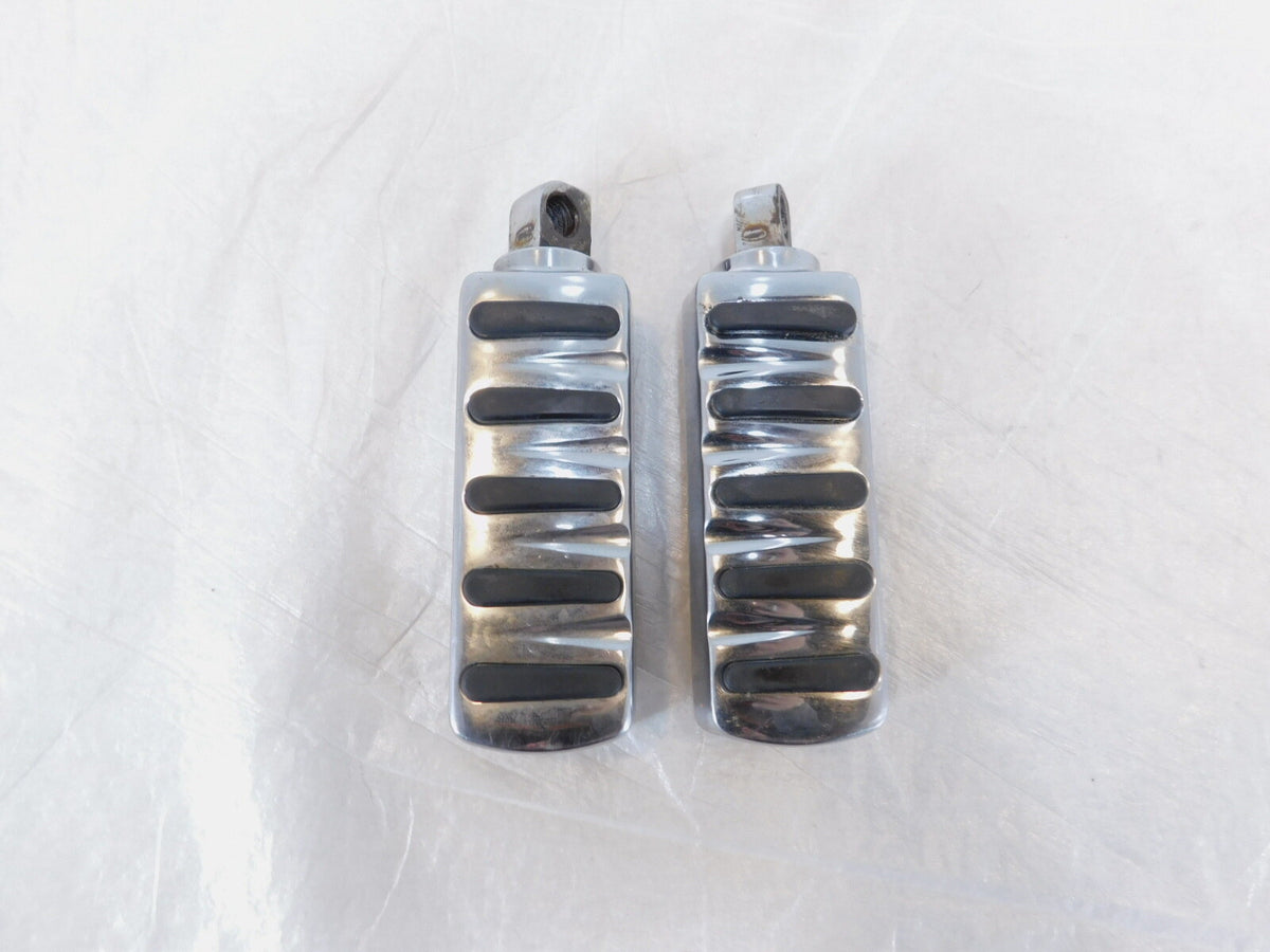 Harley Touring FXR Dyna Sportster & Softail Chrome & Rubber Footpegs Footrests - C3 Cycle