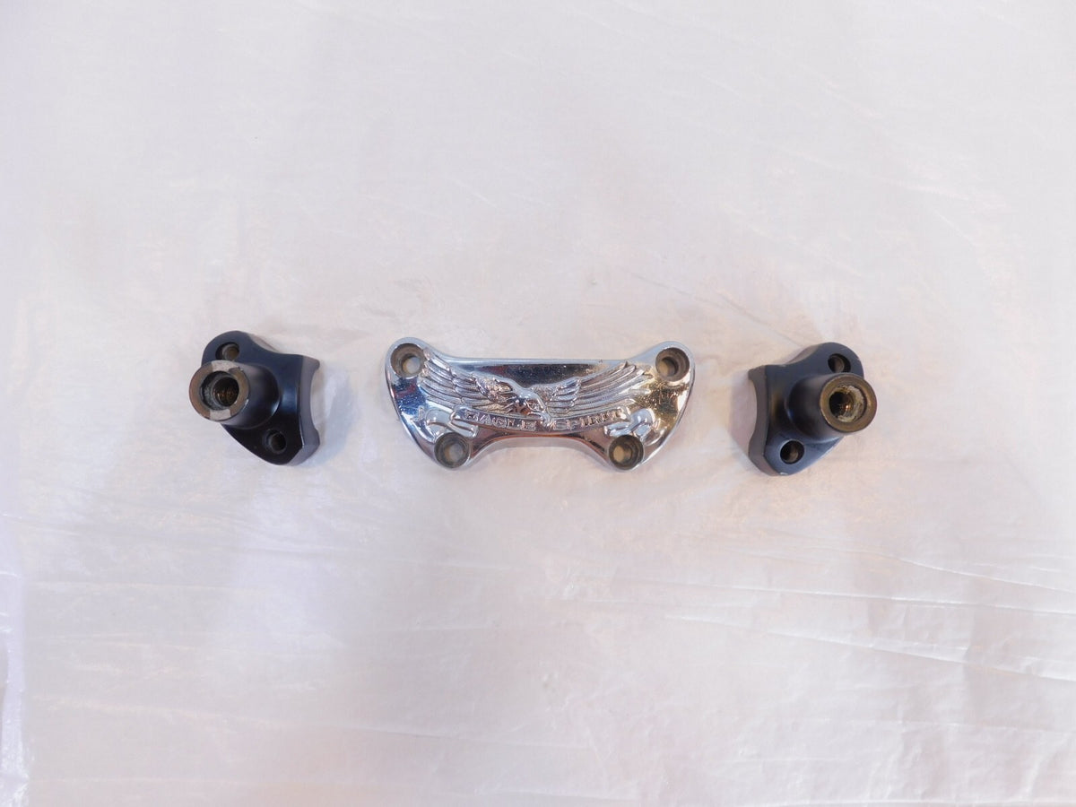 Harley Davidson Sportster 883 Chrome Eagle Spirit Handlebar Bar Riser Clamps - C3 Cycle