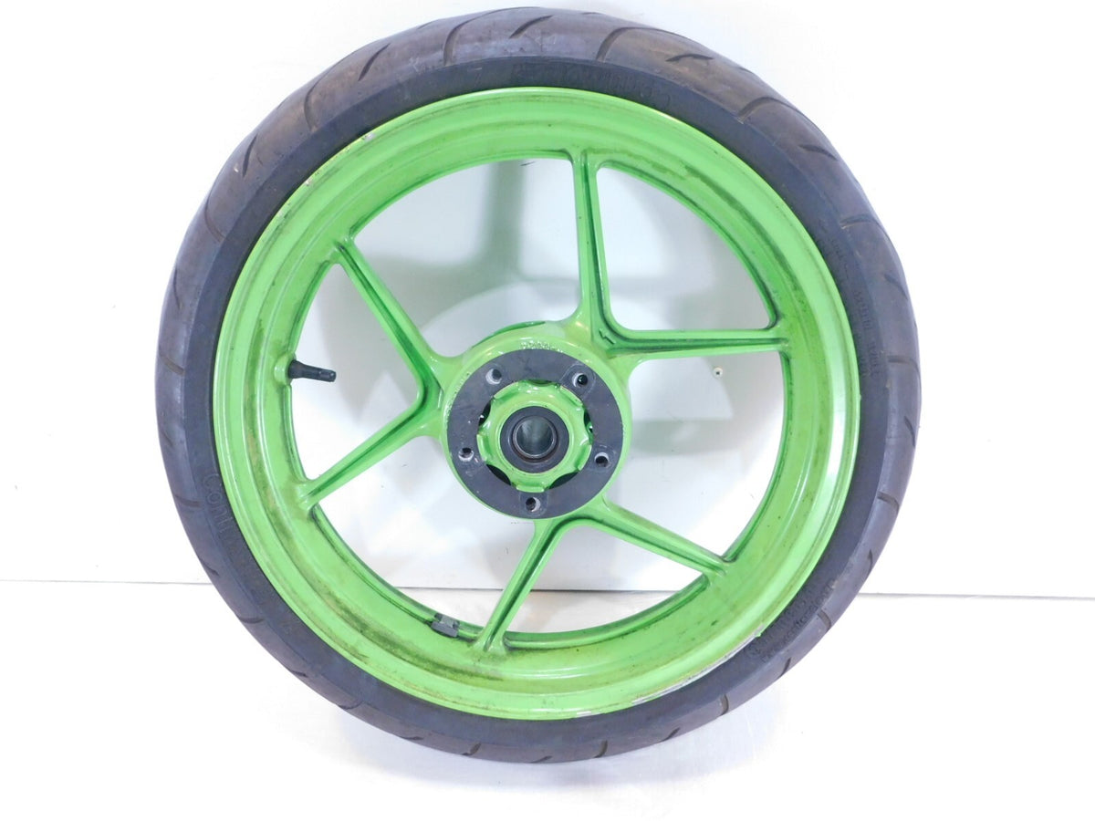 2005 & 2006 Kawasaki Ninja ZX6R ZX636 ZX6RR ZX600N Green Front Wheel Rim - bent - C3 Cycle